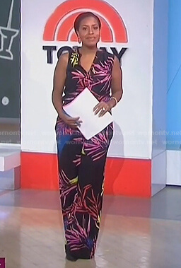 Sheinelle’s black leaf print jumpsuit on Today