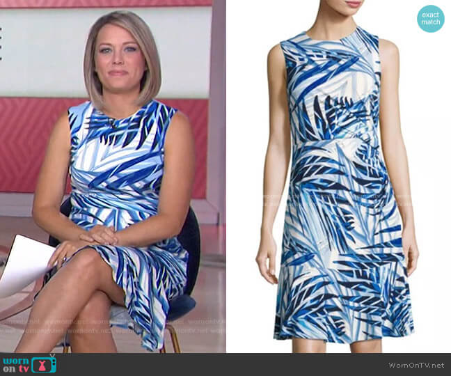 Side-Ruched Palm-Print Dress by Eliza J worn by Dylan Dreyer on Today