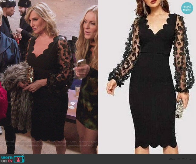 Floral Mesh Sleeve Dress by Sonja worn by Sonja Morgan on The Real Housewives of New York City