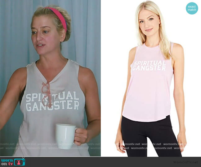 Muscle Tank by Spiritual Gangster worn by Dorinda Medley on The Real Housewives of New York City