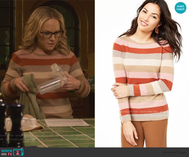 Striped Cashmere Sweater by Charter Club worn by Linda Martin (Rachael Harris) on Lucifer