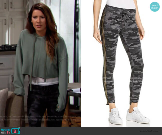 Track Stripe Camo Sweatpants by Sundry worn by Steffy Forrester (Jacqueline MacInnes Wood) on The Bold and the Beautiful