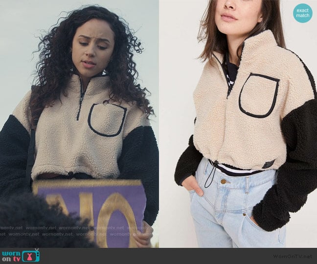 Colorblock Teddy Pullover Top by Urban Outfitters worn by Moe Truax (Kiana Madeira) on Trinkets