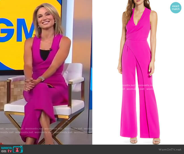 WornOnTV: Amy’s pink sleeveless wrap jumpsuit on Good Morning America ...