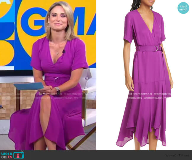 Wornontv Amys Purple Belted Midi Dress On Good Morning America Amy Robach Clothes And 