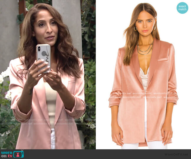 Jace Shawl Collar Oversized Blazer by Alice + Olivia worn by Lily Winters (Christel Khalil) on The Young and the Restless