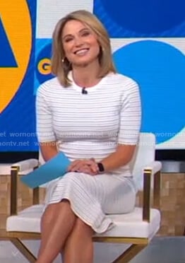 Amy’s white striped dress on Good Morning America