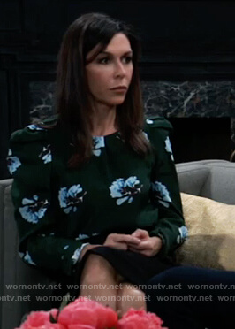 Anna’s green floral puff sleeve top on General Hospital
