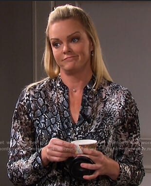 Belle's snake print blouse on Days of our Lives