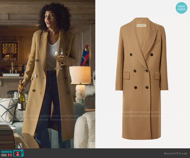 Burberry Double-breasted wool and silk-blend twill coat worn by Grace Davis (Tracee Ellis Ross) on The High Note