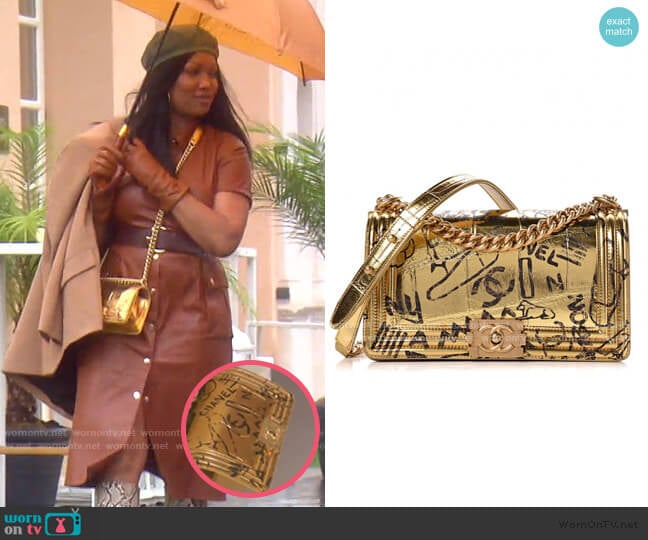 Metallic Crocodile Embossed Graffiti Bag by Chanel worn by Garcelle Beauvais on The Real Housewives of Beverly Hills