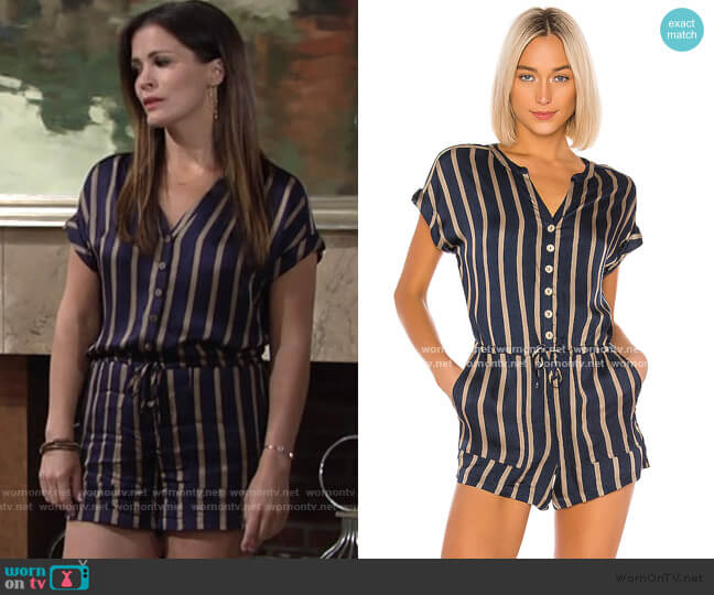 Drop Shoulder Drawstring Waist Romper by Chaser worn by Chelsea Lawson (Melissa Claire Egan) on The Young and the Restless