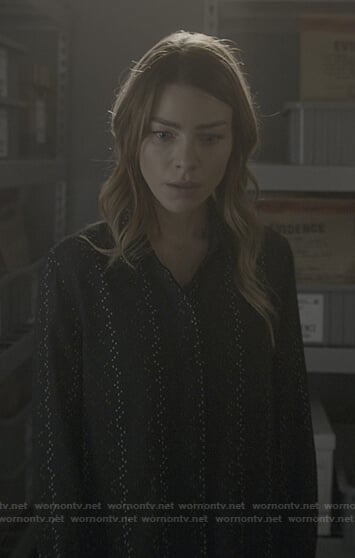 Chloe’s black dotted blouse on Lucifer