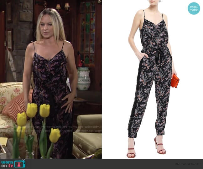 Amia floral-Print Jumpsuit by Cinq a Sept worn by Sharon Newman (Sharon Case) on The Young and the Restless