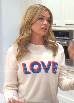 Denise's white love sweater on The Real Housewives of Beverly Hills