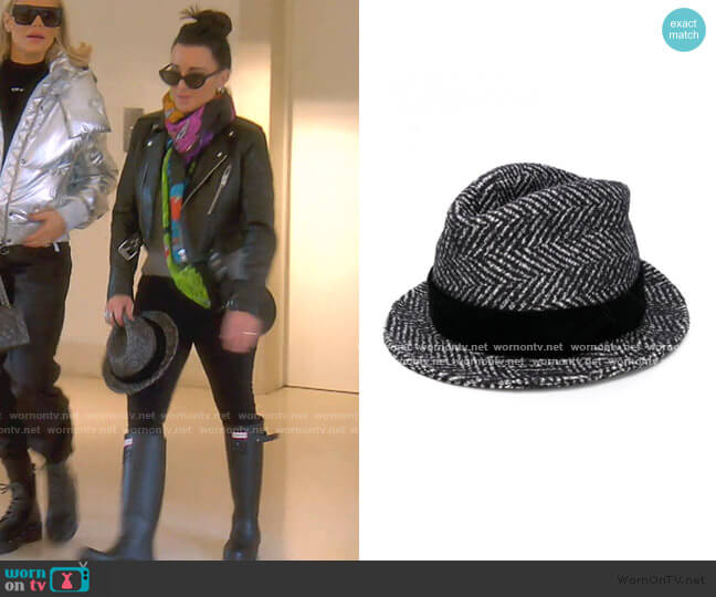 Striped Patterned Hat by Dolce & Gabbana worn by Kyle Richards on The Real Housewives of Beverly Hills