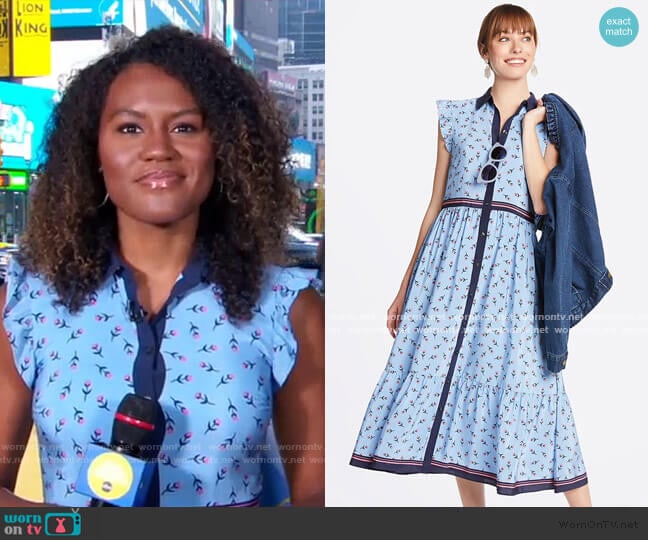 Collection Flutter Sleeve Patio Shirtdress by Draper James worn by Janai Norman on Good Morning America