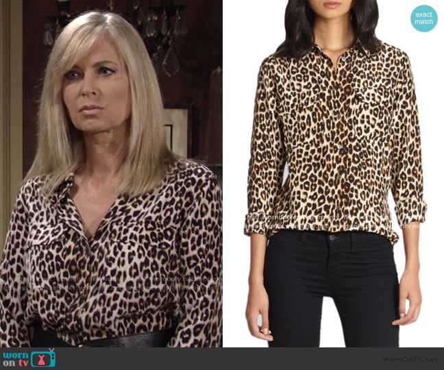 Slim Signature Silk Leopard Print Shirt by Equipment worn by Ashley Abbott (Eileen Davidson) on The Young and the Restless