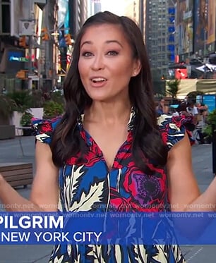 Eva Pilgrim’s blue floral dress on Good Morning America