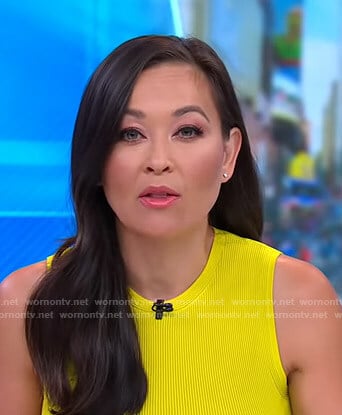 Eva’s yellow ribbed sleeveless top on Good Morning America