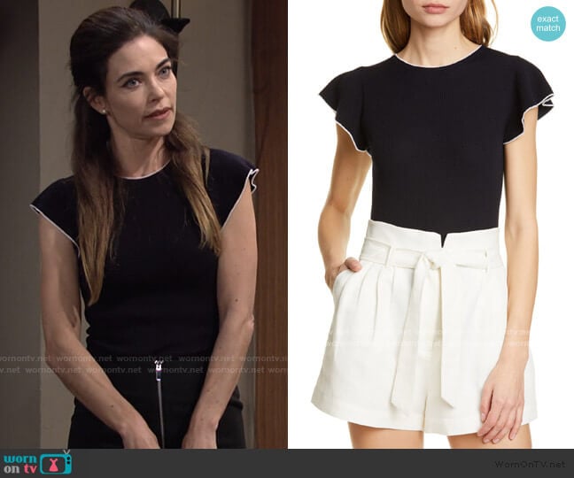 True Feminine Merino Wool Sweater by Frame worn by Victoria Newman (Amelia Heinle) on The Young and the Restless