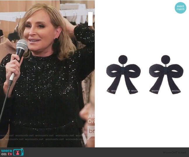 Large Black Bow Earrings French and Ford worn by Sonja Morgan on The Real Housewives of New York City