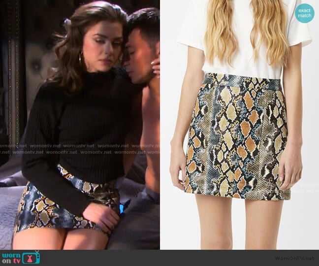 Adila Pu Reptile Mini Skirt by French Connection worn by Ciara Brady (Victoria Konefal) on Days of our Lives