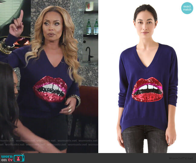 WornOnTV: Gizelle purple lip sequin sweater on The Real Housewives of ...