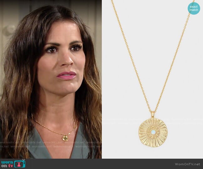 Gorjana Sunburst Coin Necklace worn by Chelsea Lawson (Melissa Claire Egan) on The Young and the Restless