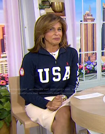 Hoda’s navy USA sweatshirt on Today