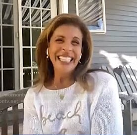 Hoda’s white Beach knit sweater on E! News Daily Pop