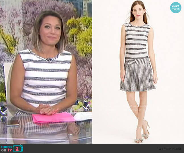 Tweed-Striped Drop-Waist Dress by J. Crew worn by Dylan Dreyer on Today