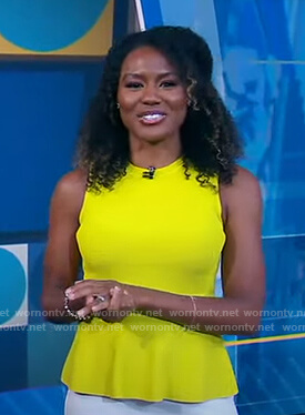 Janai’s yellow sleeveless peplum top on Good Morning America