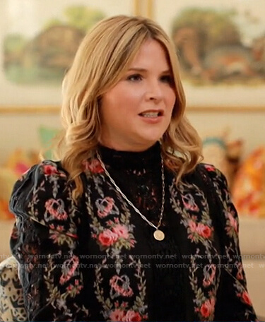 Jenna’s black floral lace inset blouse on Today