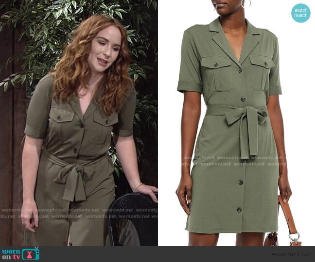 Jadallah Belted Utility Shirtdress by Joie worn by Mariah Copeland (Camryn Grimes) on The Young and the Restless