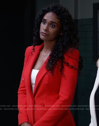 Jordan's red blazer dress on General Hospital