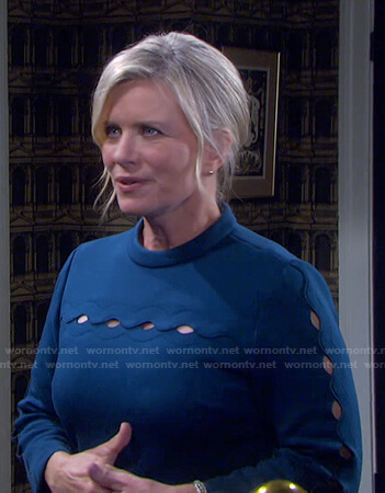 Kayla's teal cutout detail dress on Days of our Lives