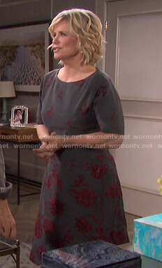 Kayla’s grey floral embroidered dress on Days of our Lives