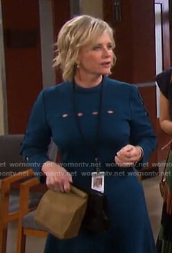 Kayla’s teal cutout detail dress on Days of our Lives