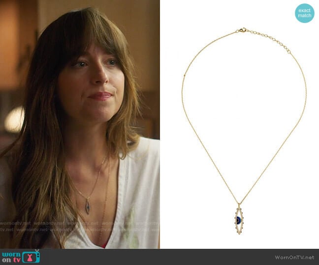 Keren Wolf Good Eye Pendant Necklace worn by Maggie Sherwoode (Dakota Johnson) on The High Note