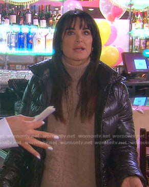 Kyle’s beige turtleneck sweater and black puffer jacket on The Real Housewives of Beverly Hills