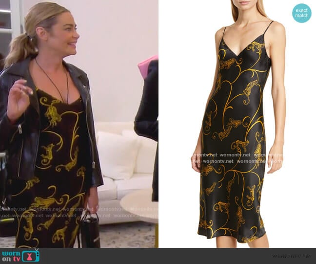 Jodie Leopard Print Silk Slipdress by L'Agence worn by Denise Richards on The Real Housewives of Beverly Hills