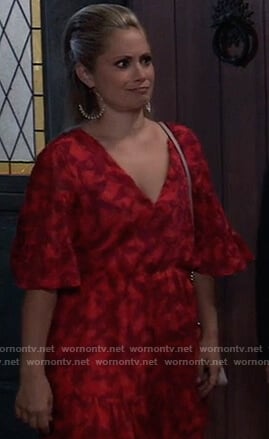 Lulu’s red floral ruffle dress on General Hospital