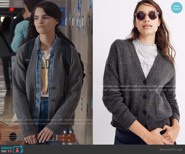 Kent Ex-Boyfriend Cardigan by Madewell worn by Elodie Davis (Brianna Hildebrand) on Trinkets