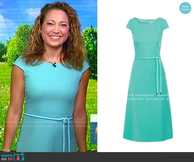 Opunzia Belted Cotton-Cady Dress by Max Mara worn by Ginger Zee on Good Morning America