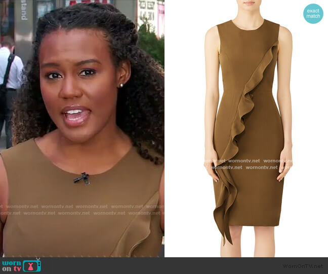 WornOnTV: Janai’s brown ruffle sleeveless dress on Good Morning America ...