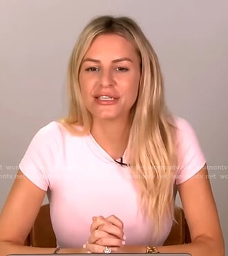 Morgan's blush pink tee on E! News Nightly Pop