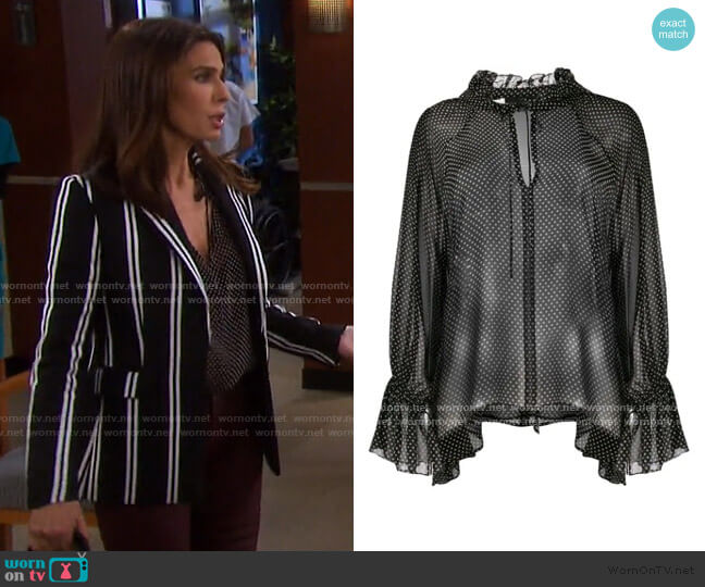 Sheer Polka Dot Blouse by Nili Lotan worn by Hope Williams (Kristian Alfonso) on Days of our Lives