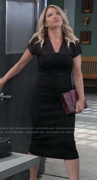 Nina’s black mesh panel sheath dress on General Hospital