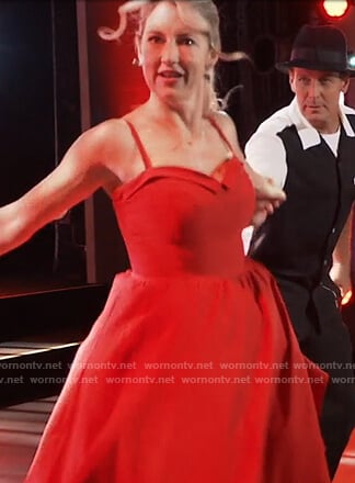 Nina’s red sweetheart Nurse’s ball gown on General Hospital